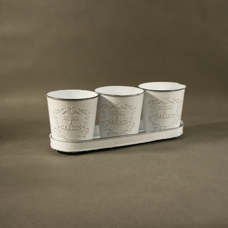 Set 4 kusů květináč + tác