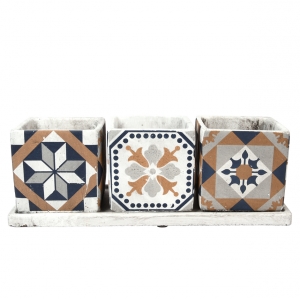 Set tří obalů na květináče s podnosem Portugal 36 x 14 x 12 cm beton