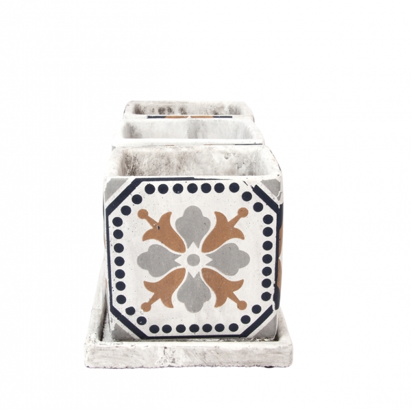 Set tří obalů na květináče s podnosem Portugal 36 x 14 x 12 cm beton