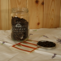 Skleněná dóza Garden 1897 bílý text 13cm