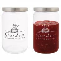 Skleněná dóza Garden 1897 bílý text 13cm