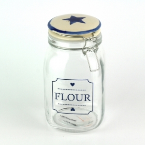 Skleněná dóza na mouku Amanda indigo 1500ml