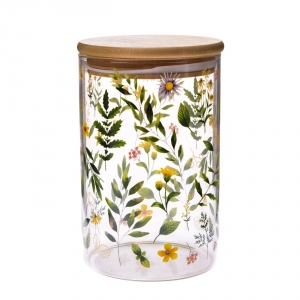 Skleněná dóza na potraviny s bambusovým víčkem