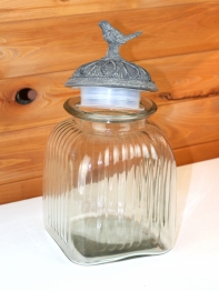 Skleněná dóza na potraviny s ptáčkem 31cm