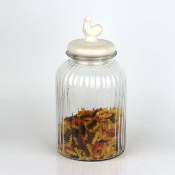 Skleněná dóza na těstoviny s kohoutem 17x34cm 