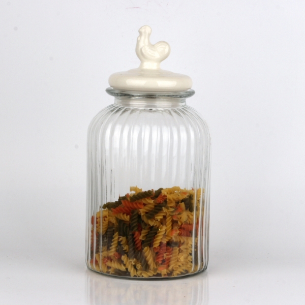 Skleněná dóza na těstoviny s kohoutem 17x34cm 