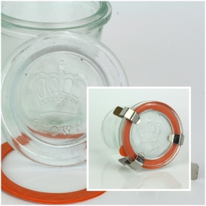 Skleněná dóza s víčkem a těsněním CROWN 7cm