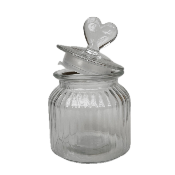 Skleněná dóza se srdíčkem 15 x 10 cm