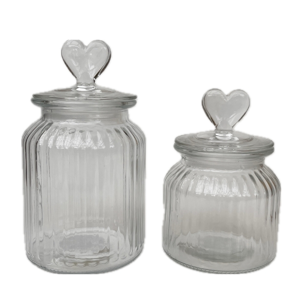 Skleněná dóza se srdíčkem 15 x 10 cm