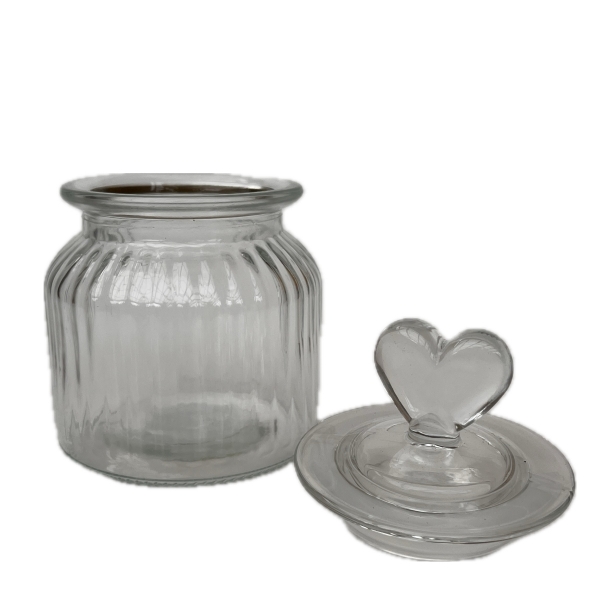 Skleněná dóza se srdíčkem 15 x 10 cm
