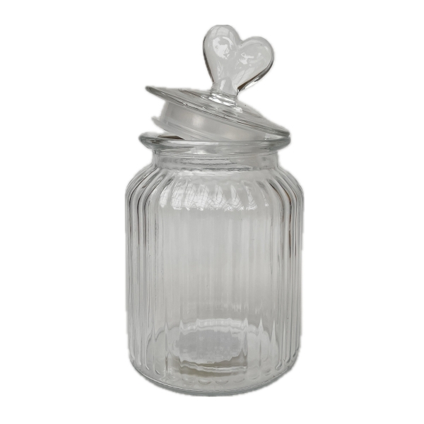 Skleněná dóza se srdíčkem 19 × 10 cm