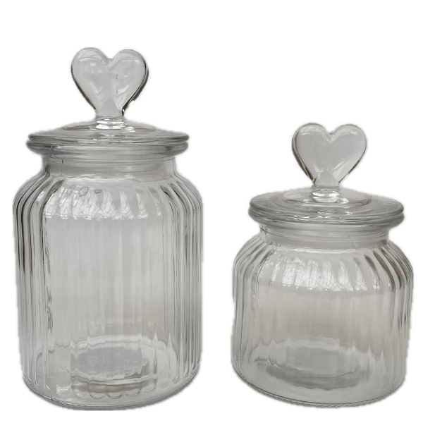 Skleněná dóza se srdíčkem 19 × 10 cm