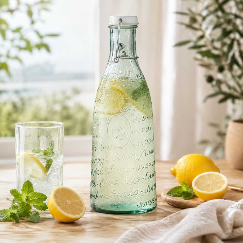 Skleněná láhev na domácí limonádu a sirup JUICE s patentním uzávěrem 1 l