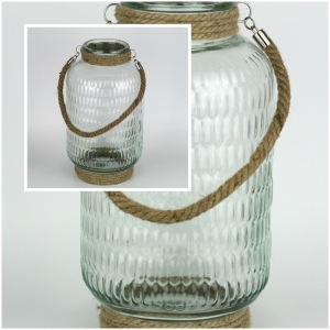 Skleněná lucerna vysoká 38cm