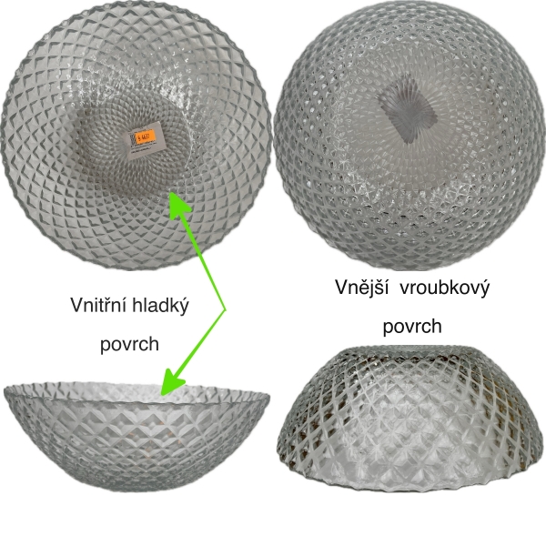 Skleněná mísa s broušeným vzhledem 25 cm