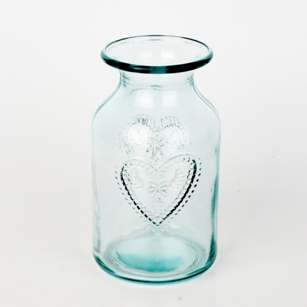 Skleněná váza se srdcem 16cm