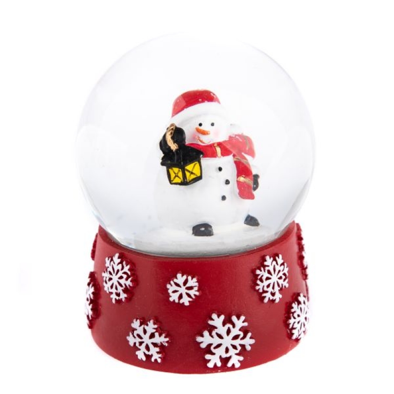 Skleněné těžítko se sněhulákem s černou lucernou