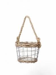 Skleněný květináč se závěsným uchem 14x11cm