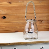 Skleněný svícen Home sweet home 20cm
