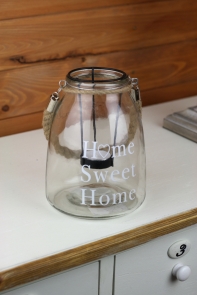 Skleněný svícen Home sweet home 20cm