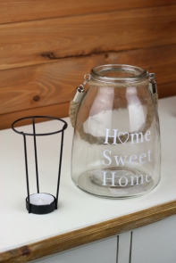 Skleněný svícen Home sweet home 20cm
