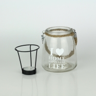 Skleněný svícen I love home 14cm