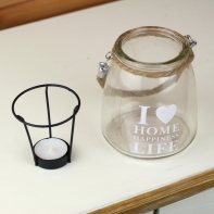 Skleněný svícen I love home 14cm