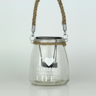 Skleněný svícen I love home 14cm