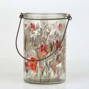 Skleněný svícen malovaný 15cm