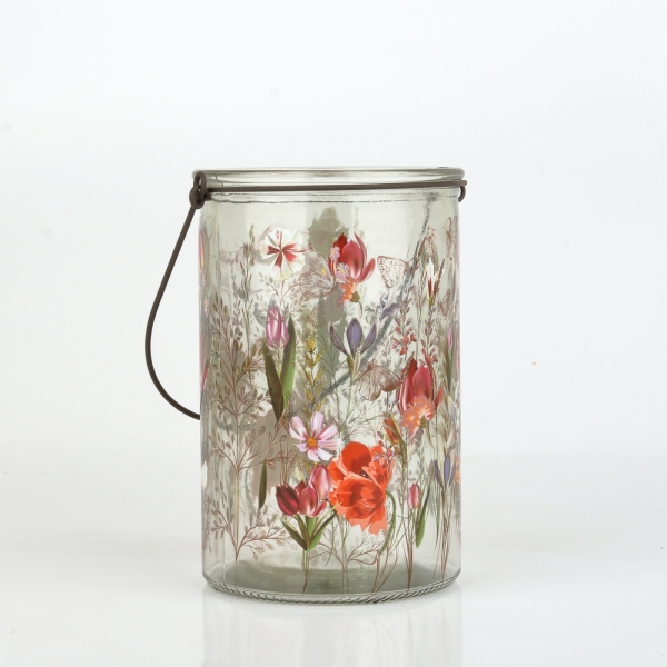 Skleněný svícen malovaný 15cm