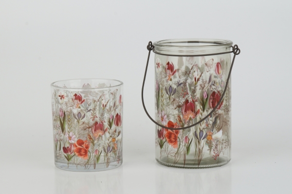 Skleněný svícen malovaný 15cm