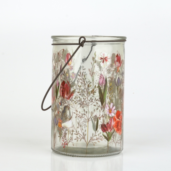 Skleněný svícen malovaný 15cm