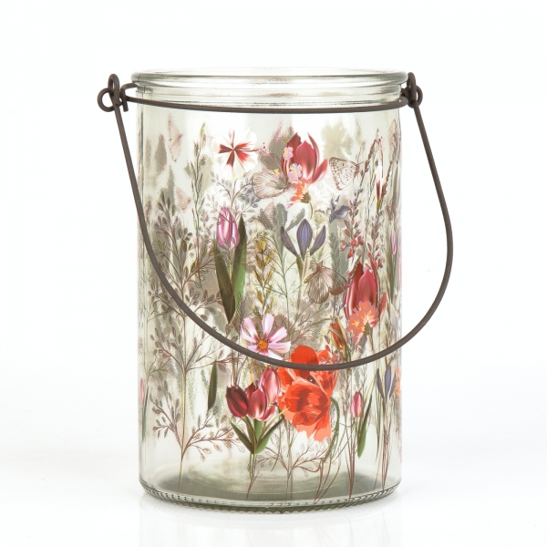 Skleněný svícen malovaný 15cm