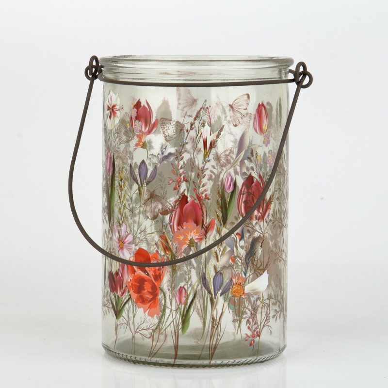 Skleněný svícen malovaný 15cm