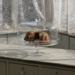 Skleněný tác na dort s poklopem 32cm