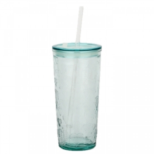 Sklenice s brčkem srdce AUTHENTIC 17x8cm