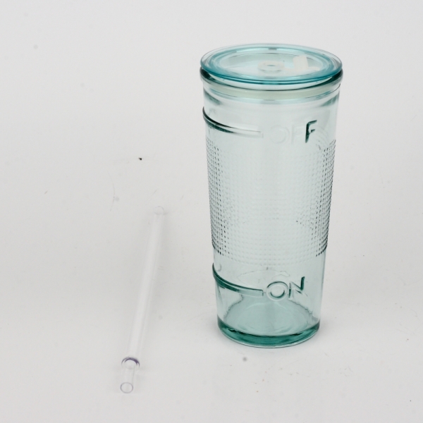 Sklenice s víčkem a brčkem OFF AND ON 17x8cm