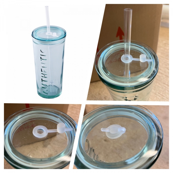 Sklenice s víčkem a brčkem OFF AND ON 17x8cm