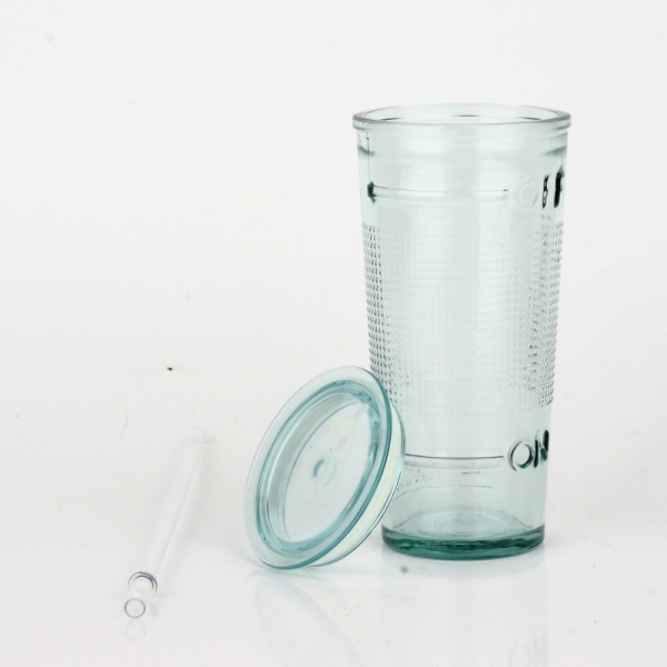 Sklenice s víčkem a brčkem OFF AND ON 17x8cm