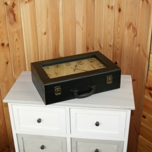 Skříňka jako kufřík s hodinami 36x11x24cm