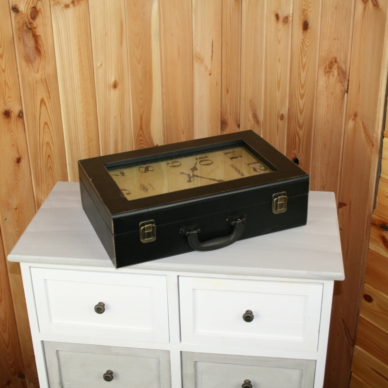 Skříňka jako kufřík s hodinami 36x11x24cm