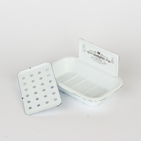 Smaltovaná mýdlenka bílá 16x10cm