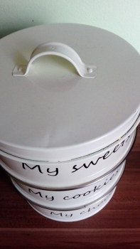 Smaltované dózy na sladkosti - průměr 25cm- VYŘAZENO dek4740