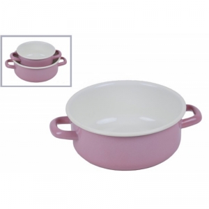 Smaltovaný hrnec / rendlík růžový 14cm