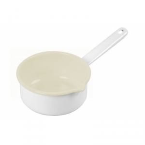 Smaltovaný hrnec s výlevkou bílý 13cm