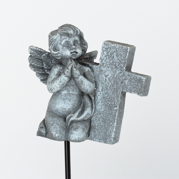 Smuteční dekorace anděl s křížkem 17cm