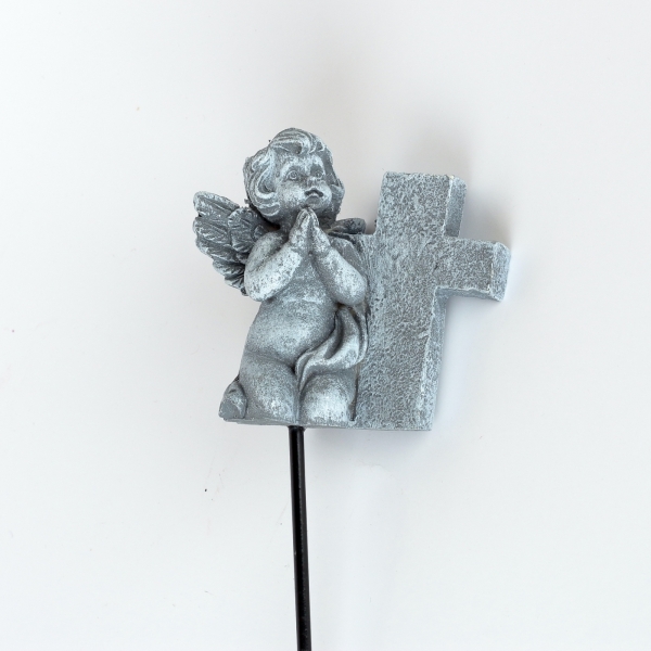 Smuteční dekorace anděl s křížkem 17cm