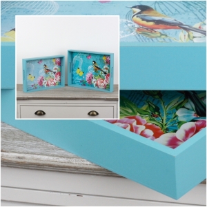 Snídaňový podnos tyrkys 2ks 40x30/36x22,5cm