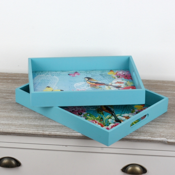 Snídaňový podnos tyrkys 2ks 40x30/36x22,5cm