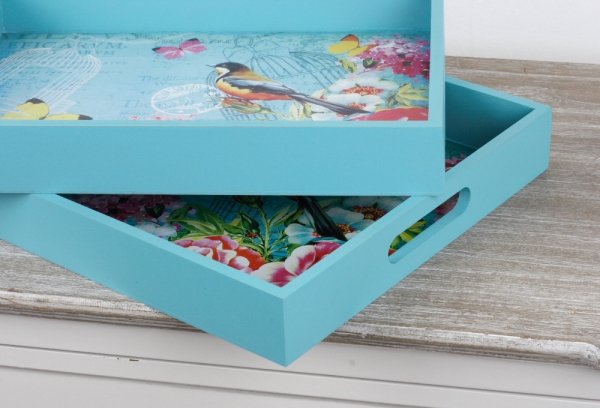 Snídaňový podnos tyrkys 2ks 40x30/36x22,5cm